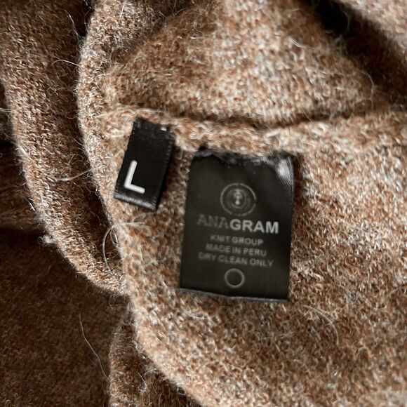 Anagram Baby Alpaca Merino Wool Button Up Hooded Cardigan Tan Size Large - Picture 4 of 6